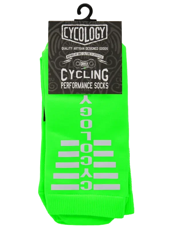 Cycology Reflective Logo Cycling Socks Green - Image 3