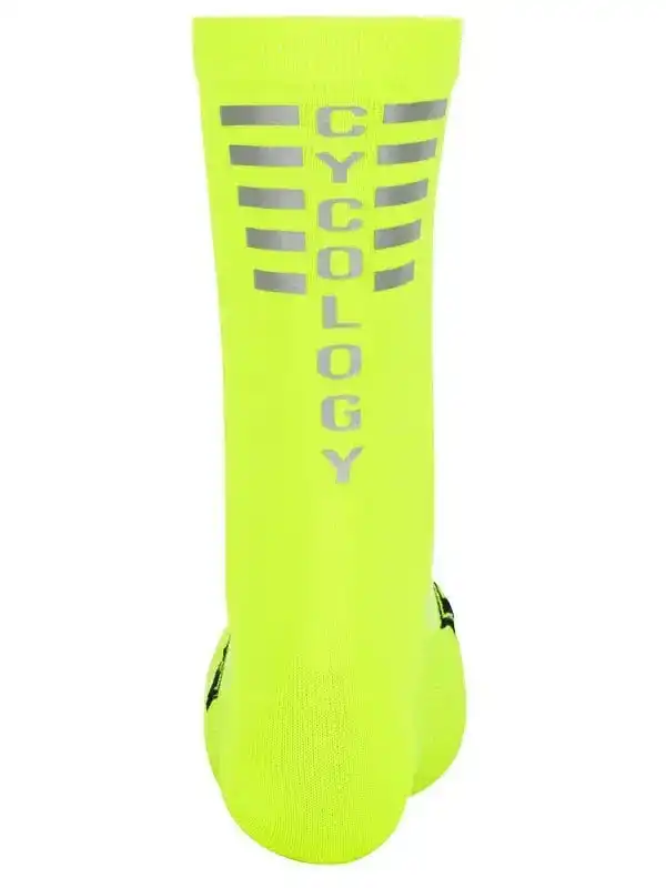 Cycology Reflective Logo Cycling Socks Lime - Image 2