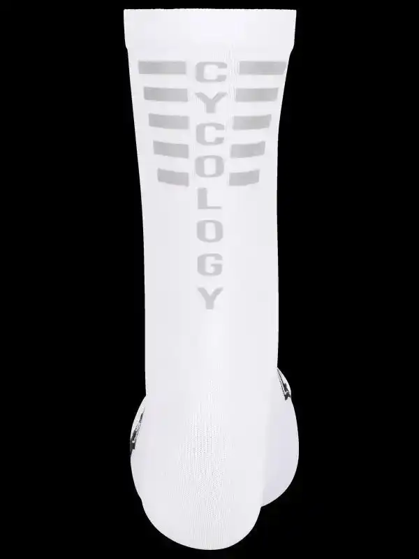 Cycology Reflective Logo Cycling Socks White - Image 3