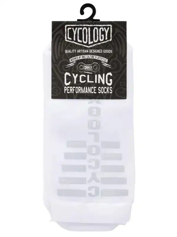 Cycology Reflective Logo Cycling Socks White - Image 4